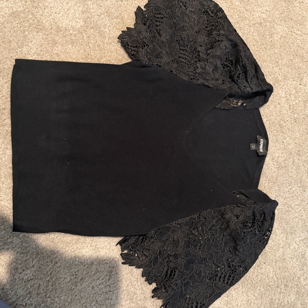 Express Black Lace Sleeve Top